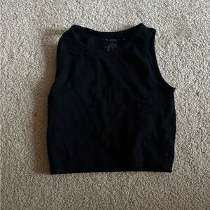 By Together Black Ribbed Tank Crop